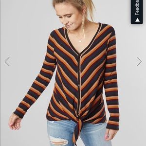 DAYTRIP striped front tie pullover sweater large